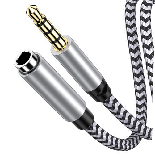 HOOTEK Headphone Extension Cable 6FT 3.5mm Male to Female Stereo Audio Extension Cable with Microphone Nylon Braided Aux Adapter Extender Cord for Headset iPhone iPad Smartphones Tablets Media Players