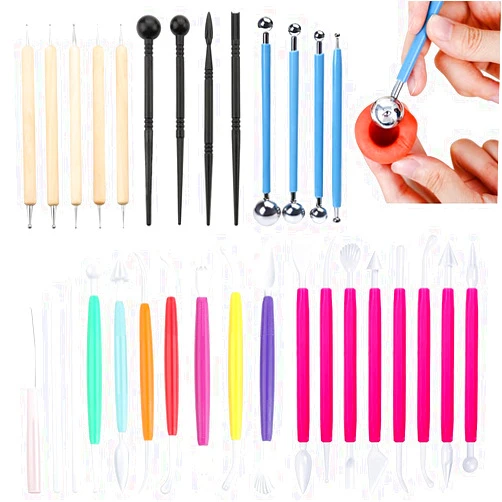 Gogocow 31pcs Fondant Cake Modeling Decorating Hand Sculpting Tools Kit for Cookie Cake Decorating, Sugarcraft Sculpture Pottery