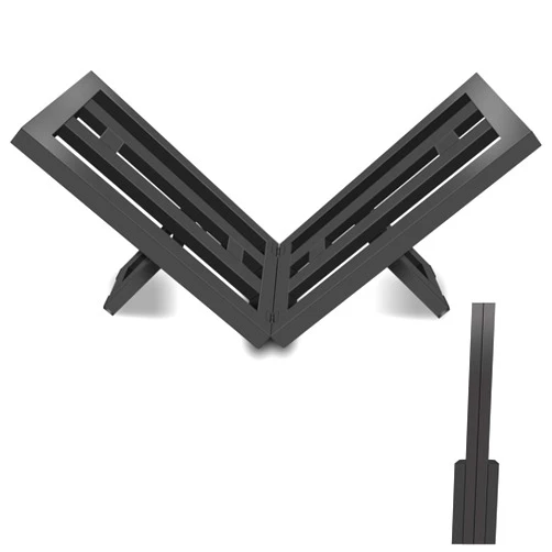 OugeWood Firewood Rack Indoor Outdoor, Portable Wood Rack, Black Steel Fireplace Log Holder, Firewood Log Rack, Heavy Duty Firewood Stand for Fireplace/Firepit