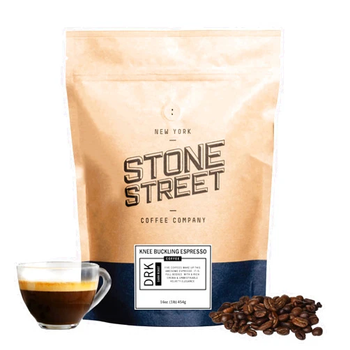 Stone Street Knee Buckling Espresso Beans, High Caffeine Coffee Blend, Dark Roast, Whole Bean, 1 LB