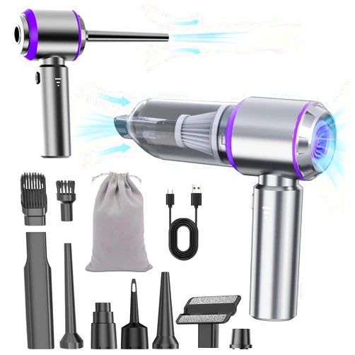 NWDEY 20000PA Portable Handheld Cordless Vacuum Cleaner & Air Duster, High Power with Brushless Motor, 3-Speed Modes, 6000mAh Battery , Washable HEPA filter for Car, Home, Office & Camping (6653P-PURPLE)