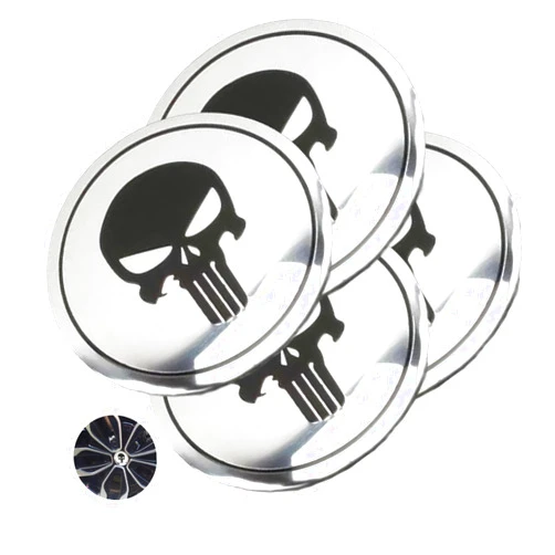 Luminuti 1 Pack 4 Pcs Car Hub Center Cap Decal, Wheel Hub Center Cap Cover Skull Pattern Decoration,2.23 Inches Silvery Hub Center Cap for Most Car Models.