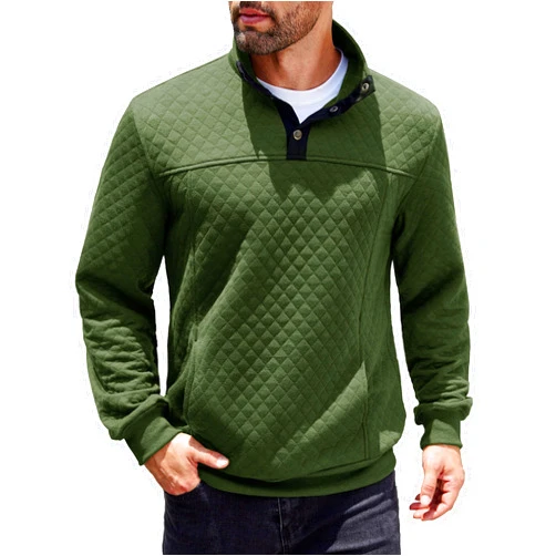 COOFANDY Mens Quarter Sweatshirt Quilted Long Sleeve Mock Neck Active Sweater Waffle Pullover Polo Shirts With Pockets