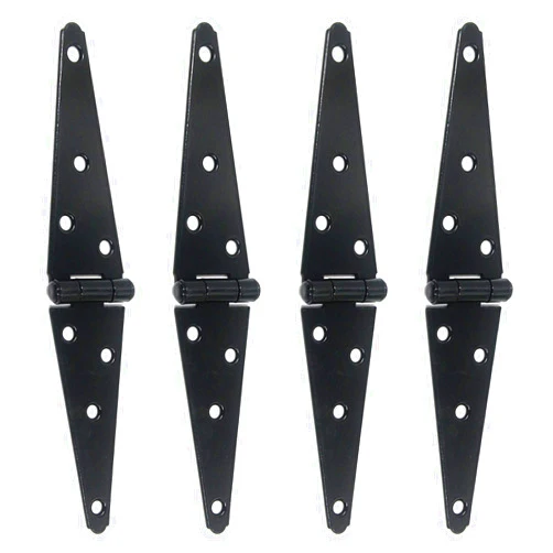 T Tulead 4PCS Iron Door Hinges Shed Hinges Strap Hinges Gate Hinge 5.31-Inch Black Hinges with Mounting Screws