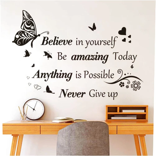 MoharWall Inspirational Quotes Wall Decals Large Removable Motivational Saying Wall Stickers Positive Lettering Butterfly Sticker for Classroom Home Bedroom Family Office Wall Art Decor