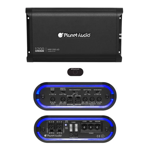 Planet Audio MB1200.4D 4 Channel Class D Car Amplifier - 1200 High Output, Low/High Level Inputs, Full Range, Hook Up to Subwoofer for Bass