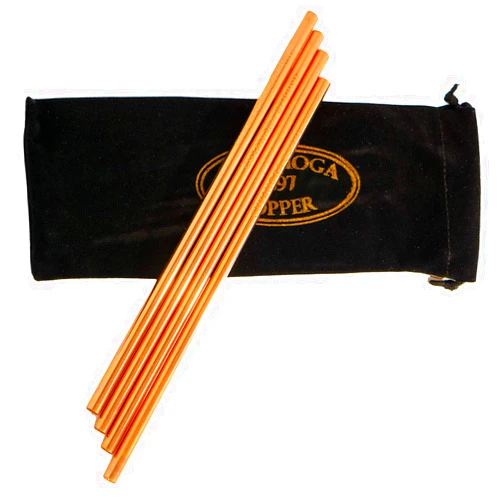 Cuyahoga Copper Set of 4 - Engraved Pure Copper Drinking Straws in Black Velvet Bag with Cleaning Brush. Part of the 1897 Collection from