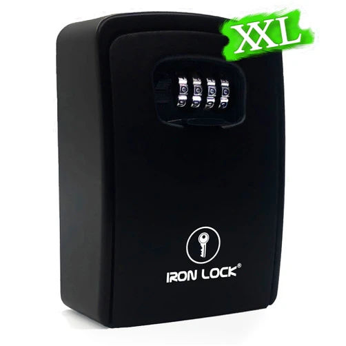 Iron Lock® - XXL Key Lock Box Wall Mount for Keys 4 Digit Combination with Resettable Code with A B Switch Extra Large lockbox Indoor Outdoor Waterproof Big Key Lock Box House Spare Keys Hide a Key