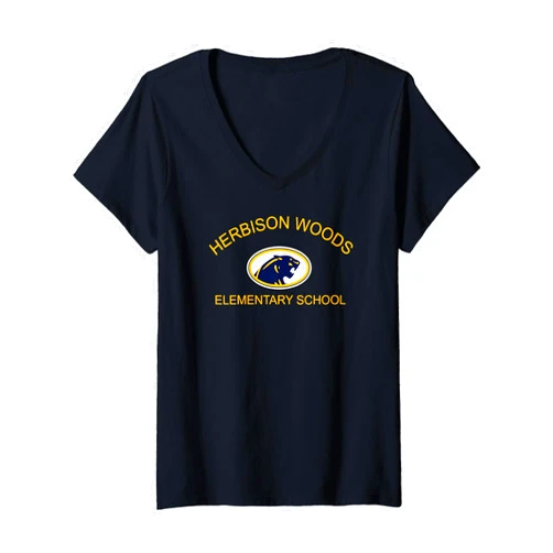 Official High School Fan Gear Herbison Woods Elementary School V-Neck T-Shirt