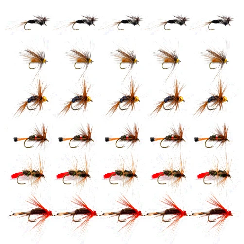 Goture Fly Fishing Flies Kit,25pcs/30pcs/100pcs Fly Fishing Lures,Dry Flies Wet Flies Streamers Nymphs Flies, Fly Fishing Assortment Kit for Bass Trout Salmon Fishing