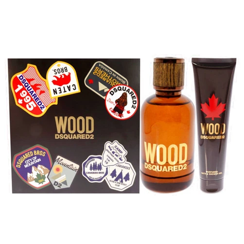 Dsquared2 Wood for Men - 2 Pc Gift Set 3.4oz EDT Spray, 5.0oz Bath and Shower Gel, Packaging May Vary