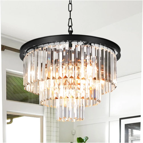 MEELIGHTING 8 Lights Modern Contemporary Crystal Chandeliers Lights Pendant Ceiling Chandelier Lighting Fixture 3-Tier for Dining Room Living Room