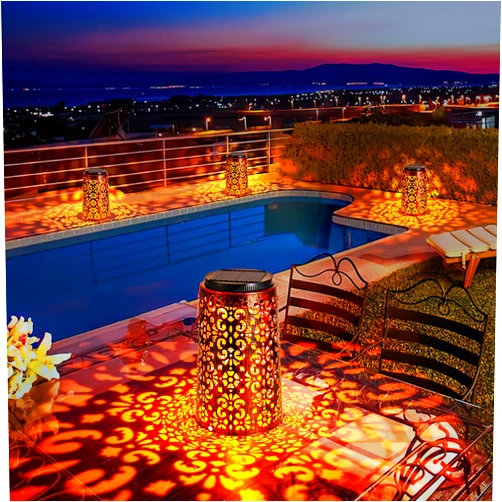 JSOT Solar Lanterns Outdoor Waterproof - 4 Pack Hanging Solar Lights Outdoor, Metal Lantern Decorative Solar Powered Patio Decor for Garden Yard Backyard Porch Table Tree Lighting, Cool/Warm Light