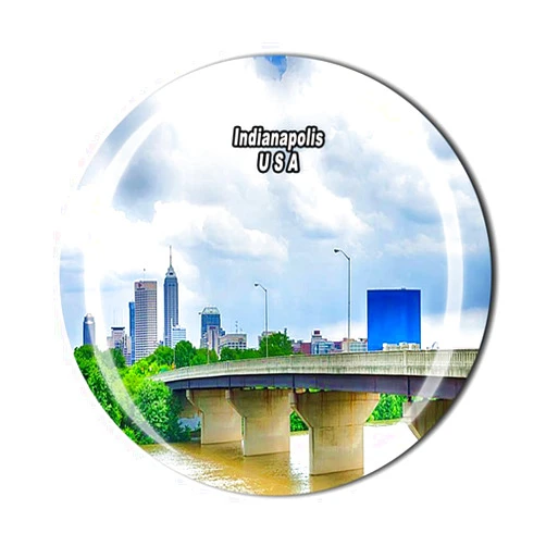 Timefly Indianapolis USA America Fridge Magnet Crystal Tourist Souvenir Gift Collection Refrigerator Magnetic Sticker