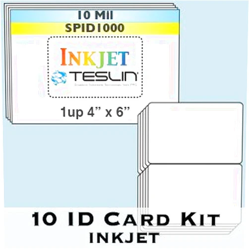 Brainstorm ID 10 Teslin ID Card Kit - 1-Up Inkjet Teslin Sheets & Butterfly Pouches (Without Magnetic Stripes) - Makes 10 Credit-Card Size PVC Like ID Cards