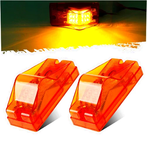 Partsam 2Pcs 6 Inch Amber 18LED Side Marker Clearance Lights with Reflector, Turn Signal Light, Runing Lights for Trailer Trucks RV Camper Motorhome, Waterproof, Surface Mount, 12V