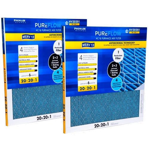 Premium Guard PureFlow, Home Furnace Air Filter 20x20x1, with 4 Layers of Advanced Filtration Technology, MERV-13 Pack-of-2