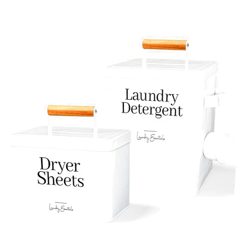 Simplation (2 Pack Bundle) Modern Farmhouse Dryer Sheet Holder and Laundry Detergent Container for Laundry Room Organization