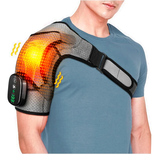 DeMoce Cordless Heated Shoulder Wrap, Shoulder Heating Pad with Vibration, Heating/Massage Shoulder Brace Vibration Shoulder Strap