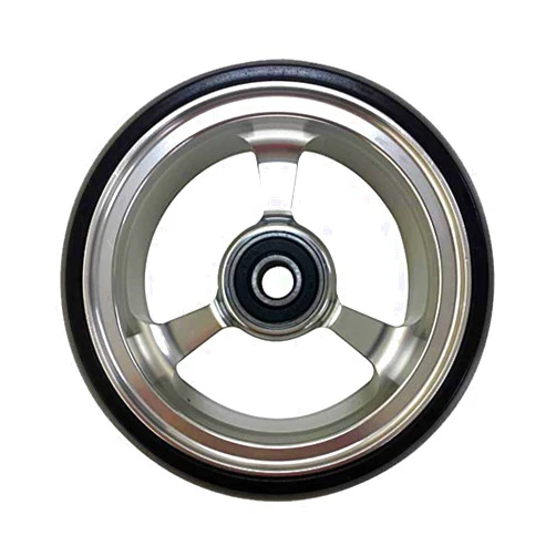 RIANT WHEEL RIANTWHEEL, 5 X 1.4 inch, Solid, PU Wheels, Wheelchair Casters, Aluminum Rim, one Pair (Silver)