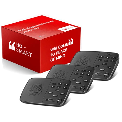 H HOSMART Hosmart Intercoms Wireless for Home UltraSpeak Pro, 2025 Full Duplex Wireless Intercom System for Business, Room to Room Intercom Two Way Real-time Intercom with 1200 Feet Range (3 Packs)