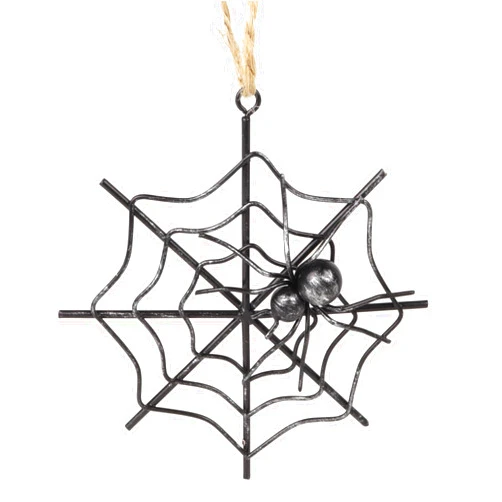 Needzo Halloween Tree Ornament, Spider Web Hanging Ornaments, Metal with Jute Rope Loop, 4.12 Inches