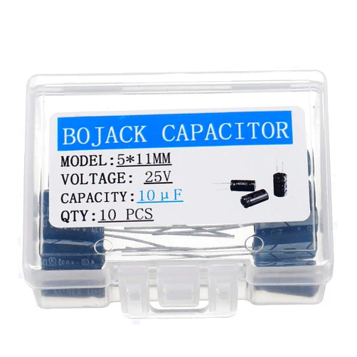 BOJACK 5X11mm 10uF 25V 10MFD 25Voltage ±20% Aluminum Electrolytic Capacitors (Pack of 10)