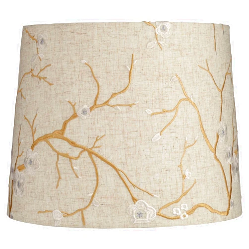 Springcrest Beige Plum Flower Embroidery Large Drum Lamp Shade (Pre-Assembled) 12