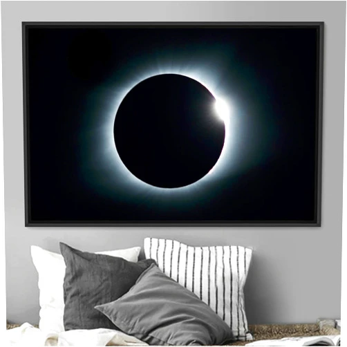SIGNWIN Framed Canvas Wall Art Solar Eclipse Aerial Astronomy & Space Expressive Global Moon Multicolor Photography Realism Warm - 16x24 inches