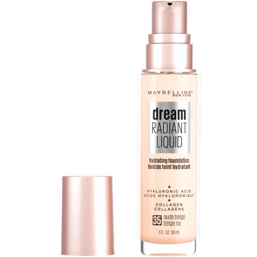 Maybelline Dream Radiant Liquid Medium Coverage Hydrating Makeup, Lightweight Liquid Foundation, Nude Beige, 1 Count