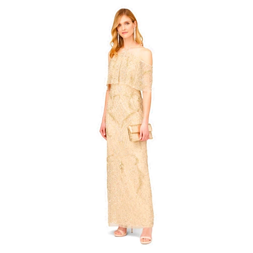 Aidan Mattox by Adrianna Papell Women's Cold Shoulder Long Dress