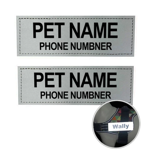 Dihapet Custom Dog Patch, 3M Reflective Backing with Black Letters,Attachable Patches with Hook Backing, Dog Name Tag Personalized for Dog Harness Vest/Leash/Collar