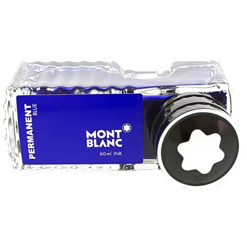 Montblanc Ink Bottle Permanent Blue 107756 – Document-Proof Refill Ink in Navy Blue for Fountain Pens, Quills, and Calligraphy Pens – 60ml Inkwell