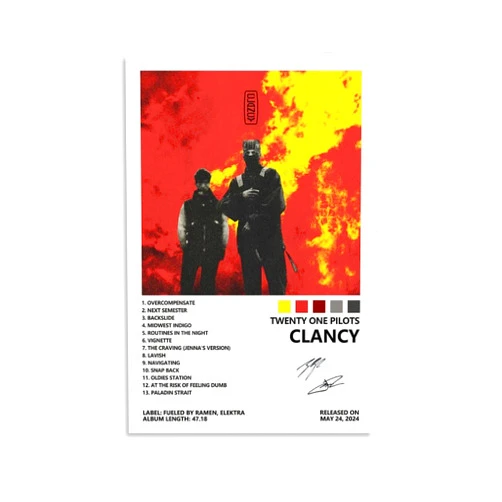 Knsswed Twenty One Pilots Poster Clancy Album Cover Posters for Bedroom Aesthetic Canvas Art Wall Decor 12x18inch(30x45cm)