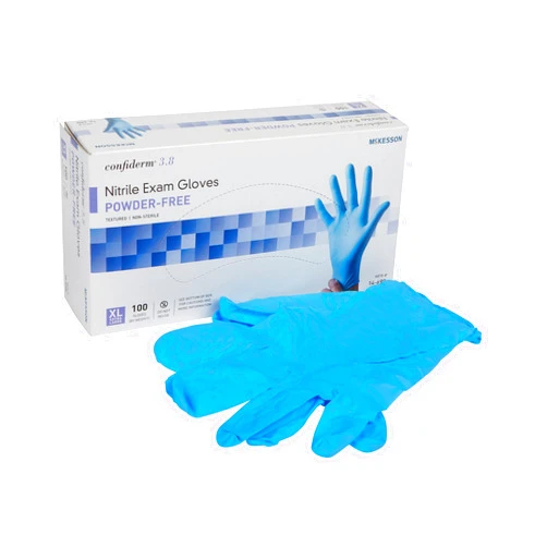 McKesson Confiderm 3.8C Nitrile Exam Gloves, Non-Sterile, Powder-Free, Blue,100 Count, 1 Box