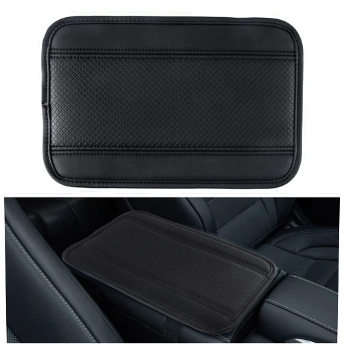 Amiss Car Center Console Pad, Universal Waterproof Car Armrest Seat Box Cover, PU Leather Auto Armrest Cover Protector，Vehicle Interior Accessories fits SUV/Truck/Car (Black)