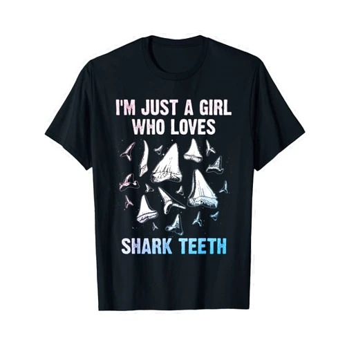 Shark Teeth Gift Paleontology Accessories & Stuff Cool Shark Teeth Art For Girls Women Fossil Megalodon Tooth T-Shirt