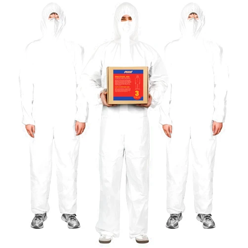 FURWEY Disposable Coveralls Suit with Hood and Elastic Wrists, Available in 6 Sizes