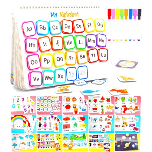 Huijing Montessori Preschool Learning Activities Newest 29 Themes Busy Book - Workbook Activity Binder / Toys for Toddlers, Autism Learning Materials and Tracing Coloring Book