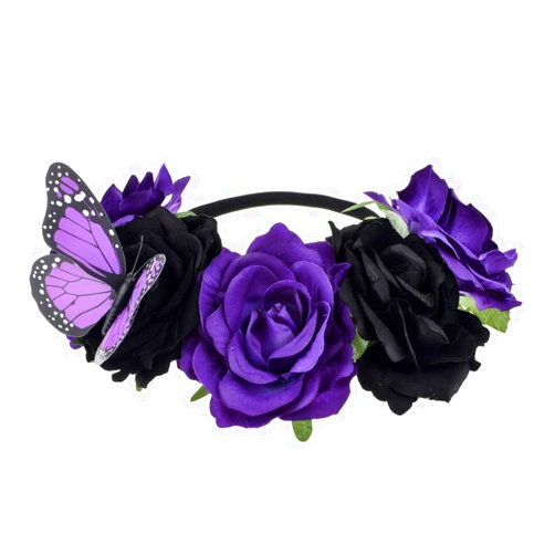 DreamLily Day of the Dead Rose Butterfuly Headpiece Halloween Flower Crown Party Costume NC29