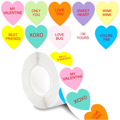 SKIUEMI 500 PCS Heart Stickers, Valentines Day Stickers, Heart Stickers for envelopes Perfect for Love Decorations, Accessories Crafts Labels, DIY Greeting Cards, Classrooms Cards