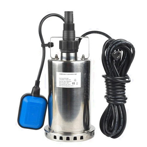EXTRAUP 1HP 3000 GPH Stainless Steel Submersible Clean Water Transfer Pump Pool Pond Flood Sump Pump