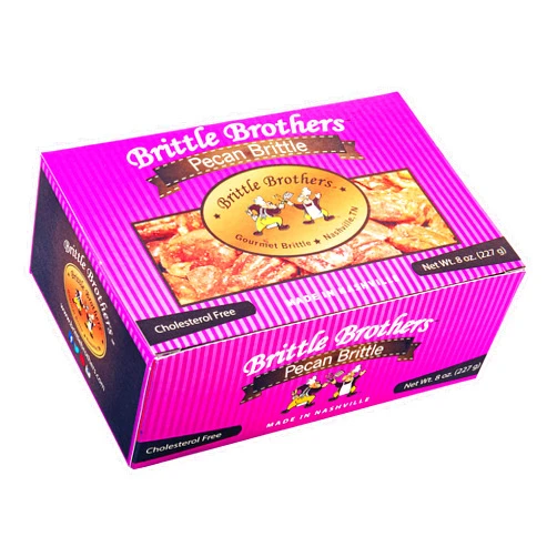 Brittle Brothers Pecan Brittle - 8 oz. Box : Voted #1-4x’s more Nuts - Gift Pack Cashew Pecan Bacon Corporate Christmas Mother Father Chocolate