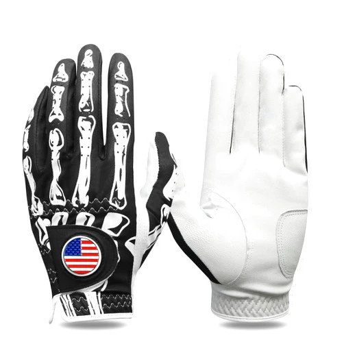 VEASAERS Golf Gloves Men Right Handed Golfer Left Hand with Ball Marker 1 Pack, Leather Premium Weathersof Grip Soft Mens Golf Glove, Size Small Medium ML Large XL