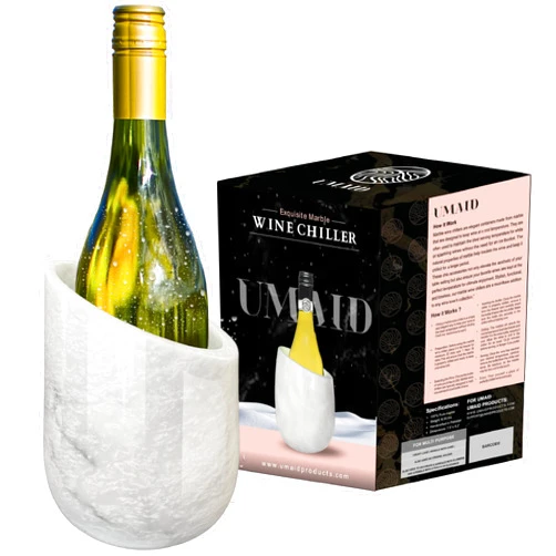 UMAID Marble Wine Chiller, Premium Bottle Chiller and Champagne Cooler, Keeps Beverages Cold, Holds Any 750ml Bottle, Perfect Gift for Bar Enthusiasts and Wine Lovers