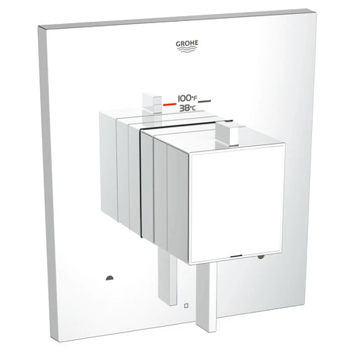 Grohe 19927000 Grohflex Cosmo Square Dual Function Thermostatic Trim With Control Module, Starlight Chrome
