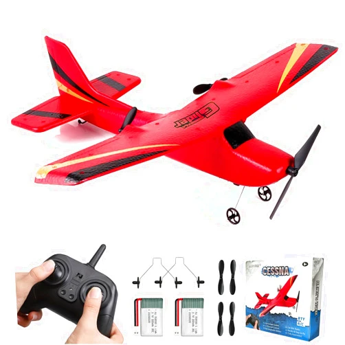 HAWK'S WORK 2 Channel RC Airplane, RC Plane Ready to Fly, 2.4GHz Remote Control Airplane, Easy to Fly RC Glider for Kids & Beginners (Red)
