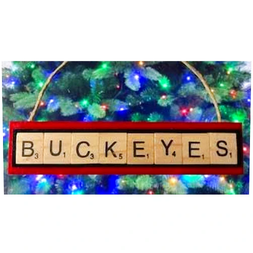Handmade Buckeyes Christmas Ornament Letters Tiles Handmade