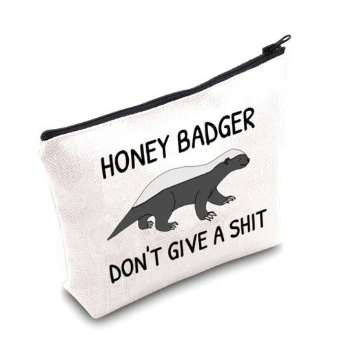 LEVLO Funny Honey Badger Lovers Gifts Honey Badger Don't Give A Shit Makeup Bags Wild Animals Travel Case(Badger Don't Give)