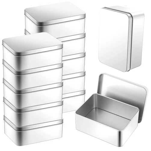 SiliFine 12 Pack Metal Cookie Tins with Lids 4.9x3.6 X1.9 Inch Large Tin Box with Lid Metal Gift Cookie Tins Boxes Storage Container Kit for Party Gift Giving Candy Box